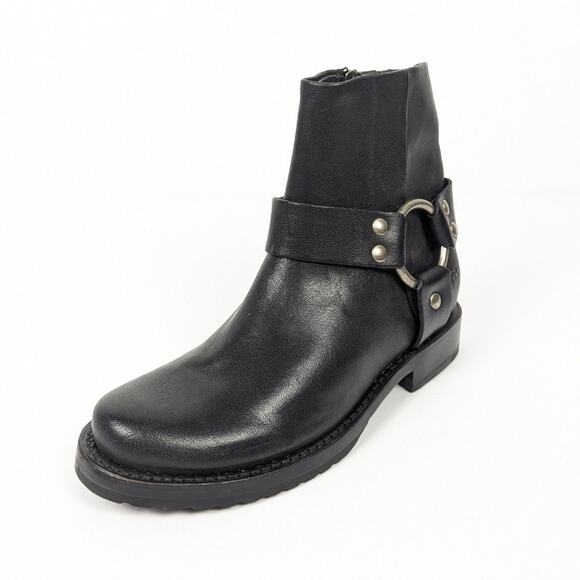 Frye Women's Black Leather Veronica Harness Short Ankle Boots - Picture 1 of 10